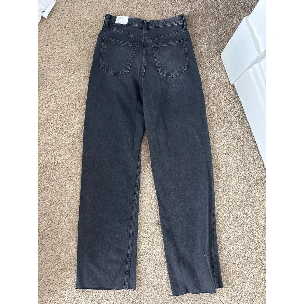 Mango Womens Wide-Leg High-Waist Full-Length Black Denim Jeans, new without tags - Picture 6 of 6